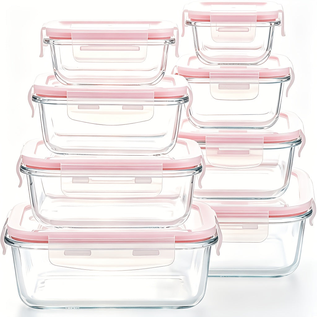 Food Storage Containers – Space-Saving 16pcs Glass Meal Prep Container Set – leak-resistant lids, reusable k