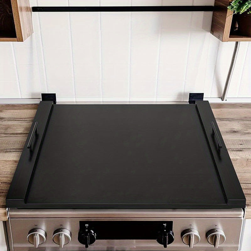 Premium Acacia Wood Stove Cover with Handles - Versatile Cutting Board & Serving Tray for Gas Stove Top, Glass Cooktop Protector, Rustic Kitchen Decor, Food-Safe & Durable Design, Countertop Protector | Decorative Stove Top | Smooth Wooden Finish