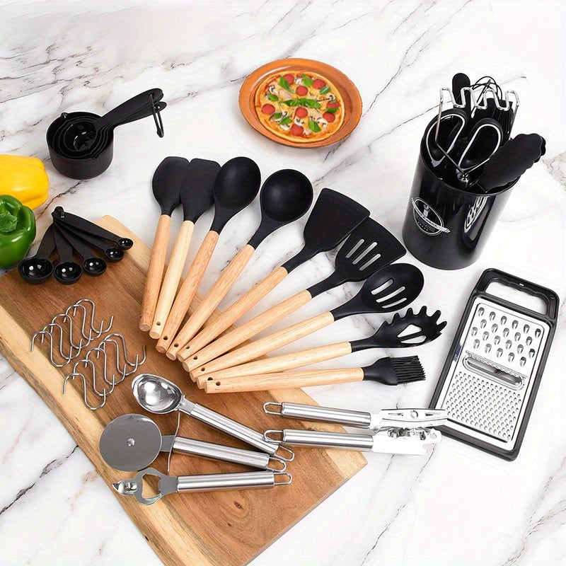 Modern 37/44pcs Kitchen Cookware Set – versatile meal preparation, 37 44pcs Complete Silicone Kitchen Cooking Utensil Set Ultra Cost-Effective All-In-One Kitchen Gadgets High, designed for American homes, daily convenience and practical gifting