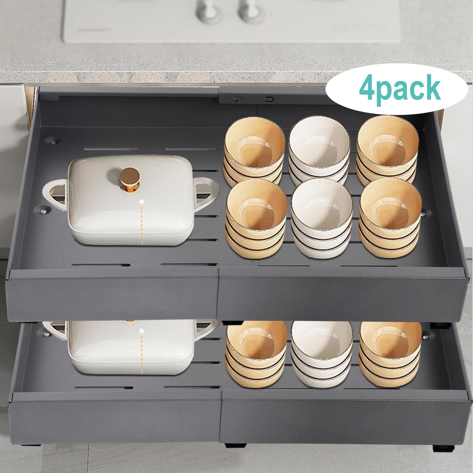 Home Organizer – Easy-Access 2/4/6pcs Pull-Out Cabinet Organizer – smooth-access cabinet organizati