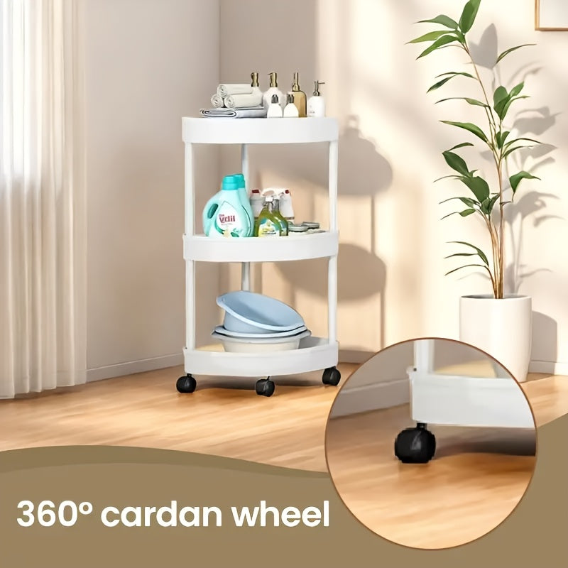 Rotating Wheel Bathroom Corner Shelf, Fan-Shaped Three-Layer Storage Rack, Space-Saving 90 ° Corner Design, Thickened And Elevated, Hollow Drainage, Plastic Material, Suitable for Bathroom, Kitchen, Bedroom, Living Room, Utility Racks