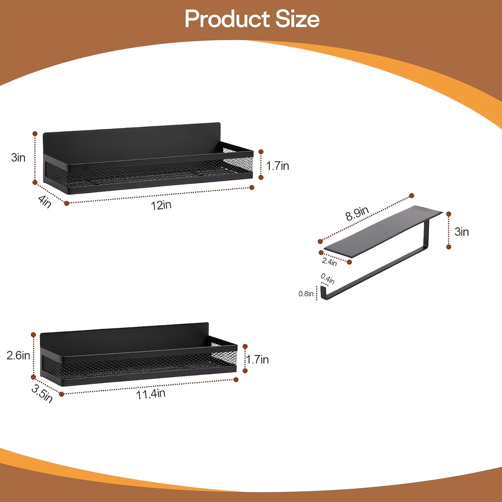 2/3/5pcs Multifunctional Magnetic Refrigerator Spice Organizer Set, Magnetic Kitchen Paper Towel Holder, Magnetic Refrigerator Kitchen, Space Saving Design, Hole-Free Design, Kitchen Accessories, Home Decoration, Utility Shelves
