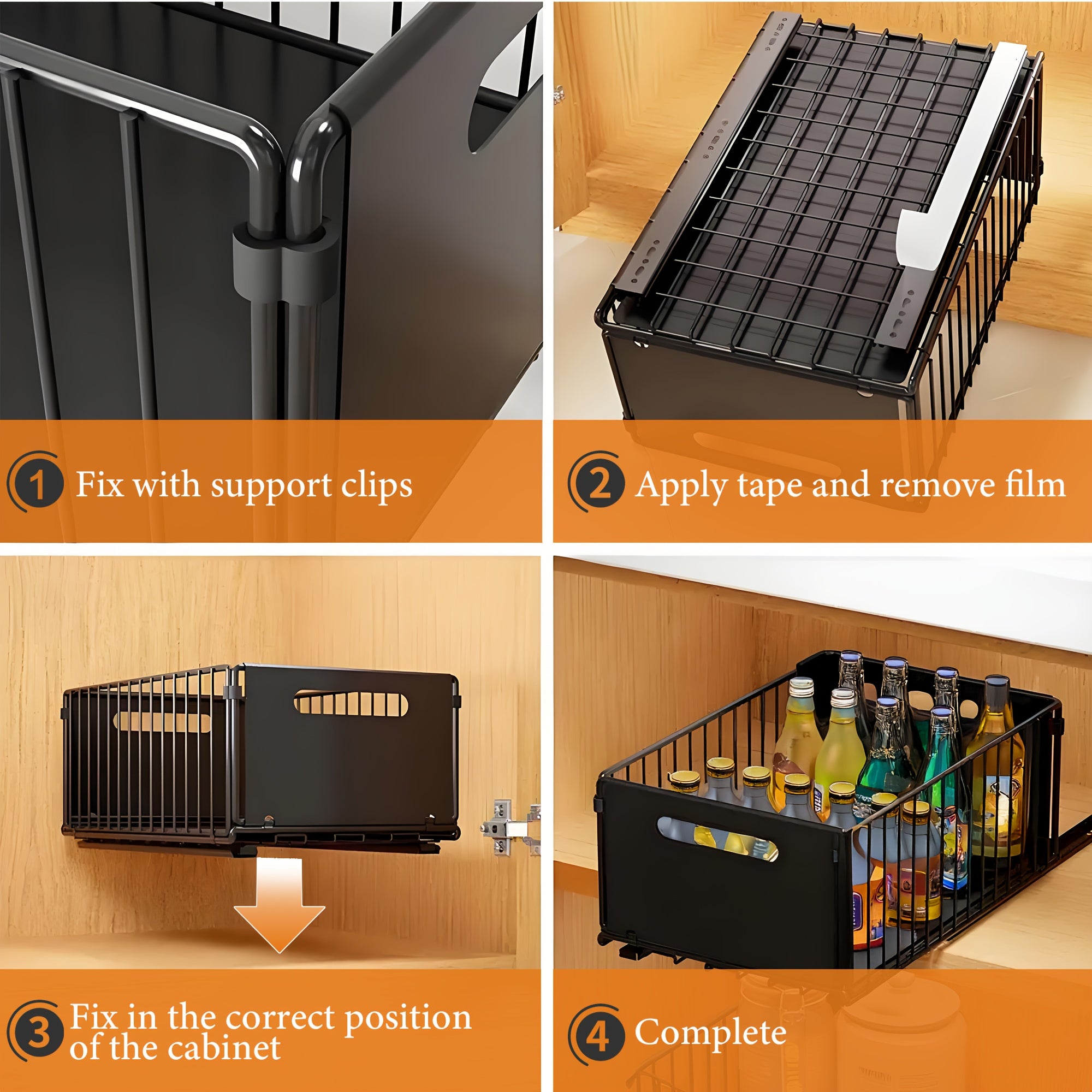 Space-Saving 2pcs Adjustable Home Storage Rack – durable multi-purpose storage, Multipurpose Storage 2pcs Multipurpose Organizer Cabinet Pull-out Storage Basket Bathroom Sink Slide-out Storage Basket, designed for American homes, daily convenience an