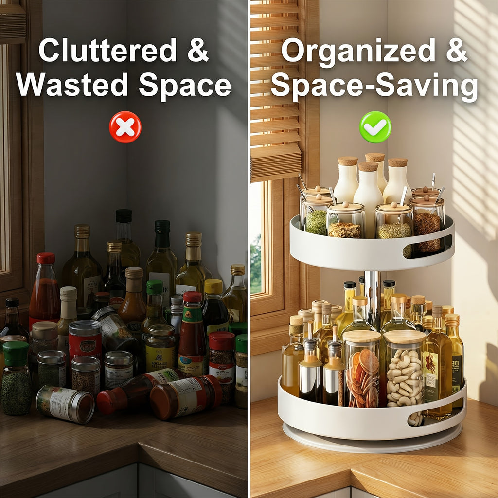 Heavy-Duty Adjustable Home Storage Rack – durable multi-purpose storage, Single Double Rotating Spice Rack Lazy Susan Organizer Household Round Spice Organizer for Cabinet, designed for American homes, daily convenience and practical gifting