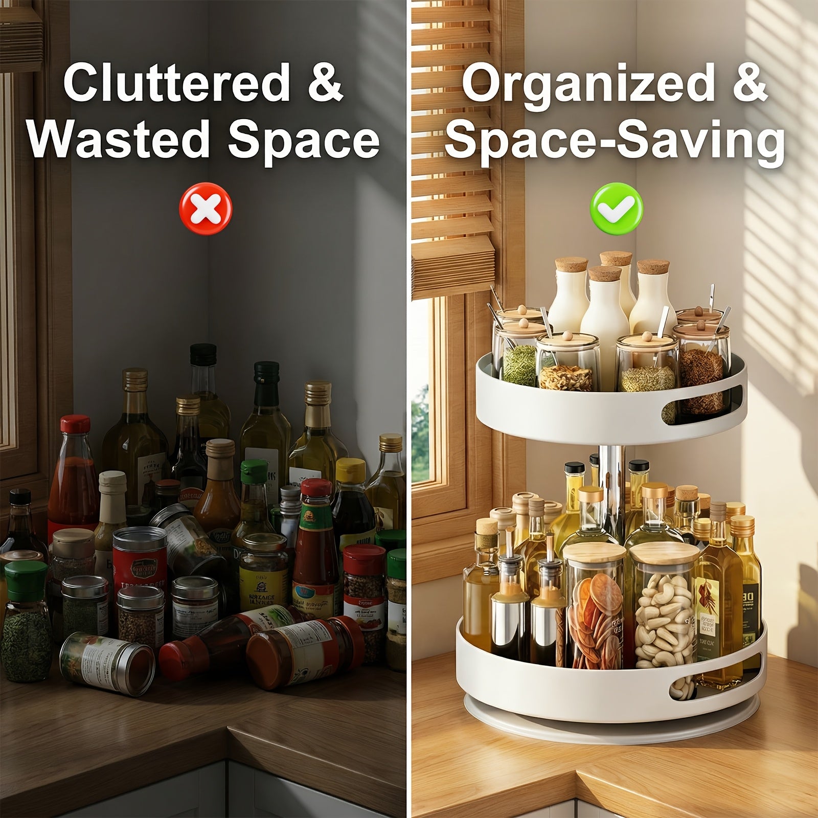 Heavy-Duty Adjustable Home Storage Rack – durable multi-purpose storage, Single Double Rotating Spice Rack Lazy Susan Organizer Household Round Spice Organizer for Cabinet, designed for American homes, daily convenience and practical gifting