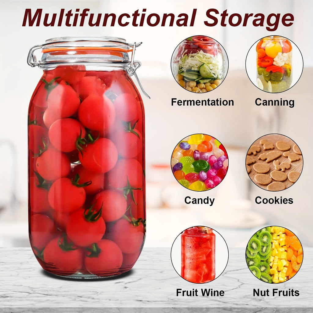 Heavy-Duty 3pcs Mason Jar Set – clear reusable pantry storage, 3pcs Half-Gallon Glass Mason Jars with Airtight Lids 64-Ounce Wide Mouth for Pickling Canning, designed for American homes, daily convenience and practical gifting