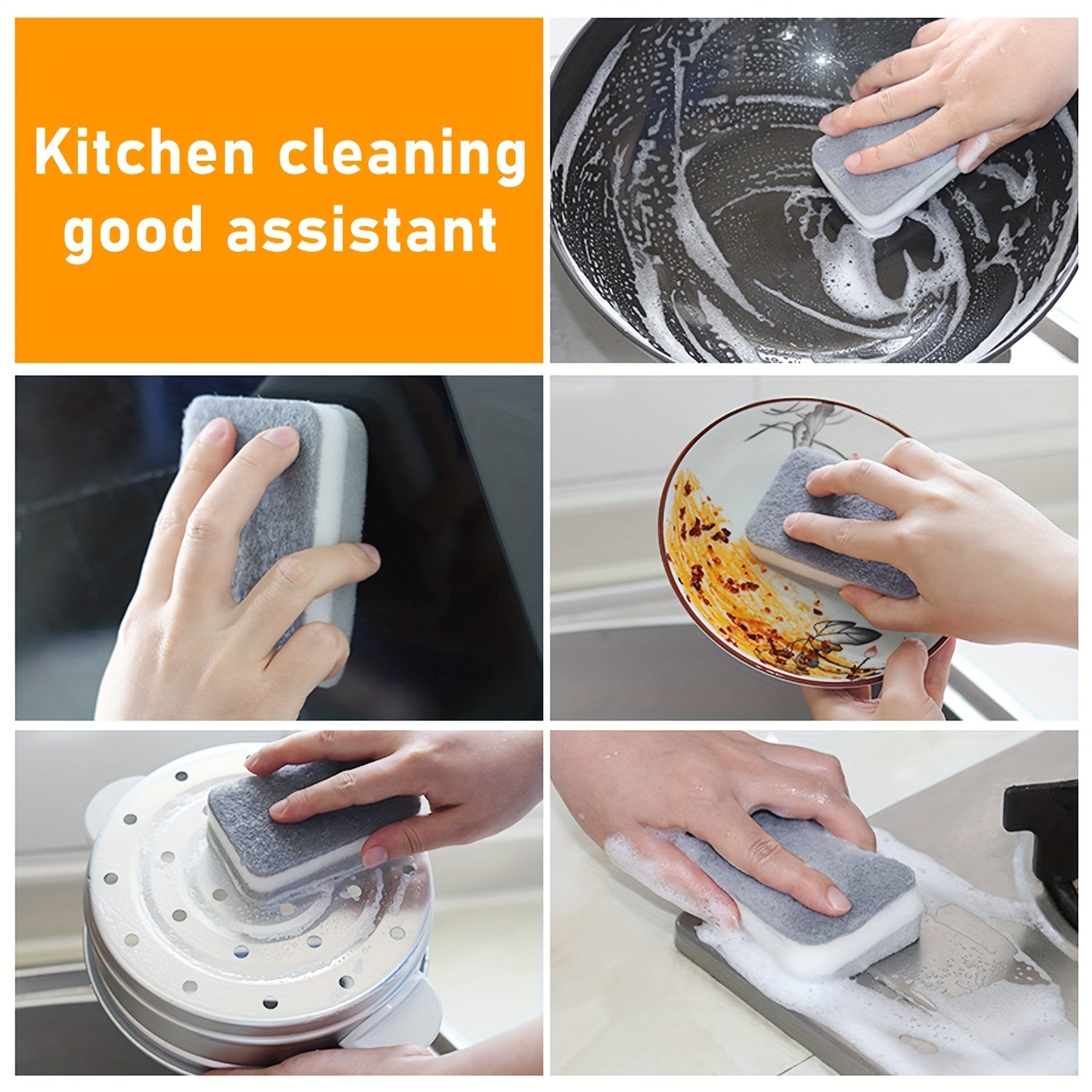 8 Storage Containers, Pre-Meal Preparation, Sealed Lunch Box, Leak-Proof Lock Lid, Microwave Oven, Lunch Box, Oven, Refrigerator And Dishwasher, Bpa-Free, Containing 4 Cleaning Sponges Storage Container Storage Container with Lid