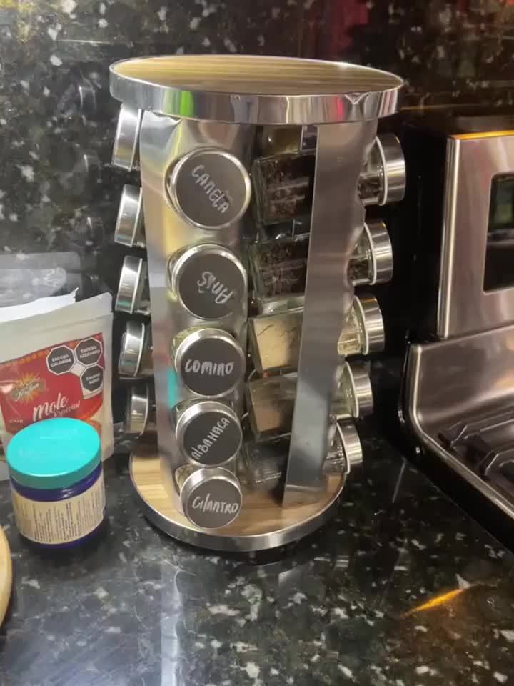 Smart Glass Spice Jar Set – clear reusable pantry storage, Spice Carousel Set Featuring 20 Spice Jars Kitchen Spice Organizer for Countertop Or Cupboard, designed for American homes, daily convenience and practical gifting