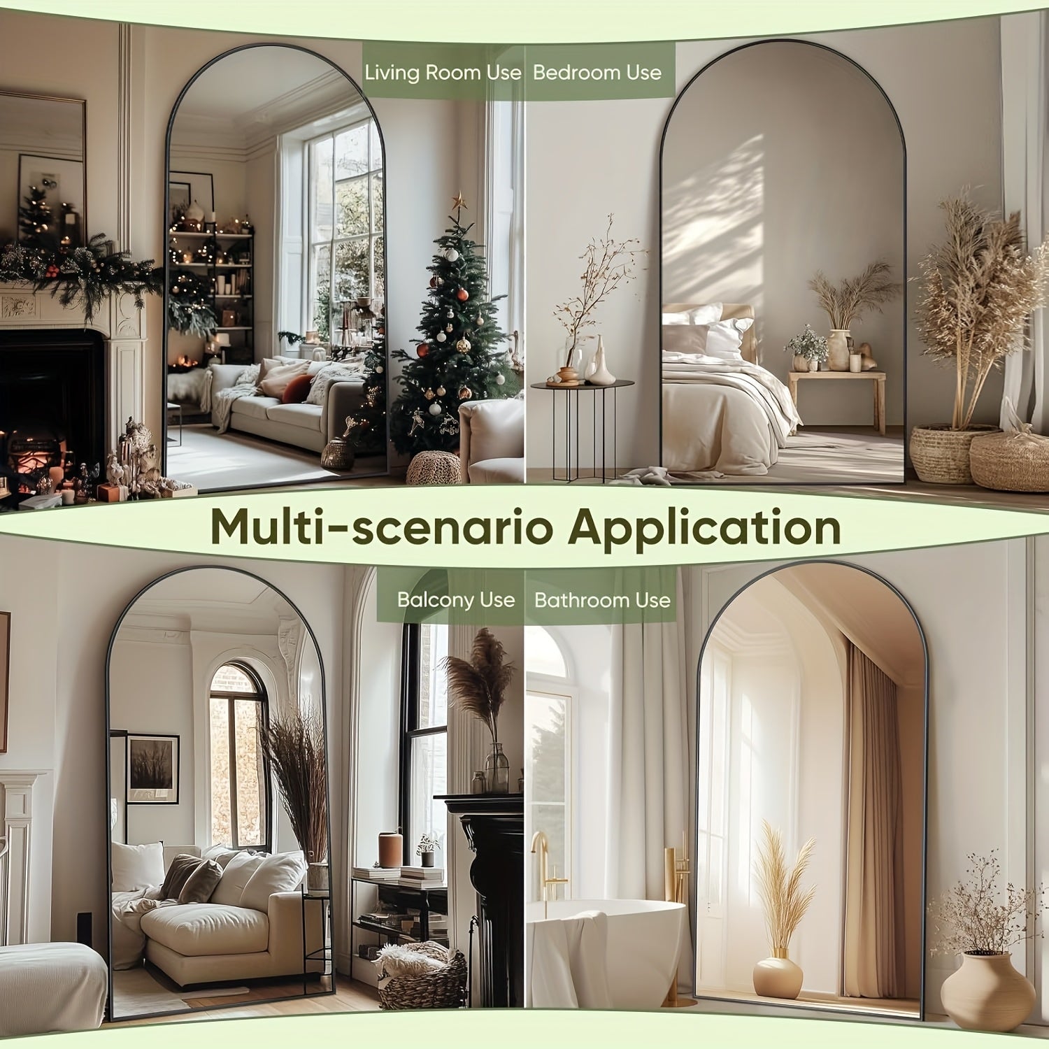 Full Length Mirror – Ladynow Arched Full-Length 58" × 18" Mirror Floor Mirror Freestanding Floor Standing Full Body Rustproof Mirror Stand Wall-Mounted Leaning Design Modern Home Decor Bedro