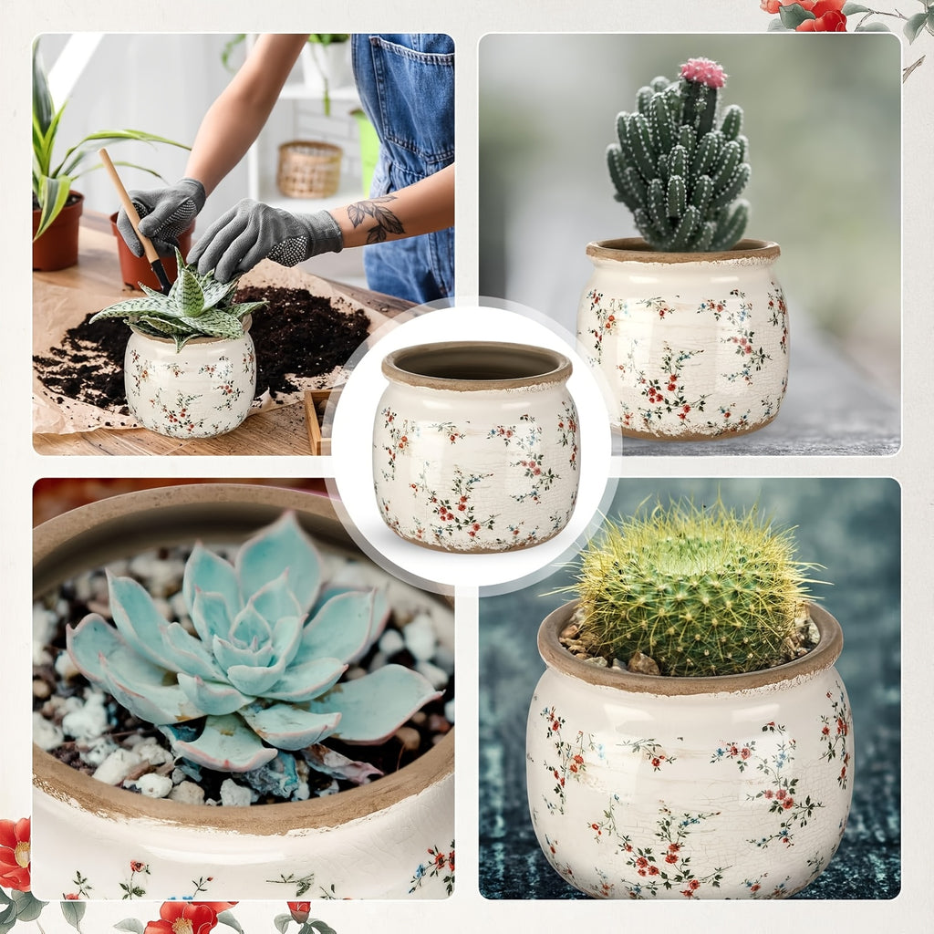 Space-Saving 2pcs Ceramic Flower Vase – tabletop floral display and modern home decor, Ninehaoou 2pcs Large Ceramic Suitable for Indoor Outdoor Use Vintage Beige Red, designed for American homes and practical gifting