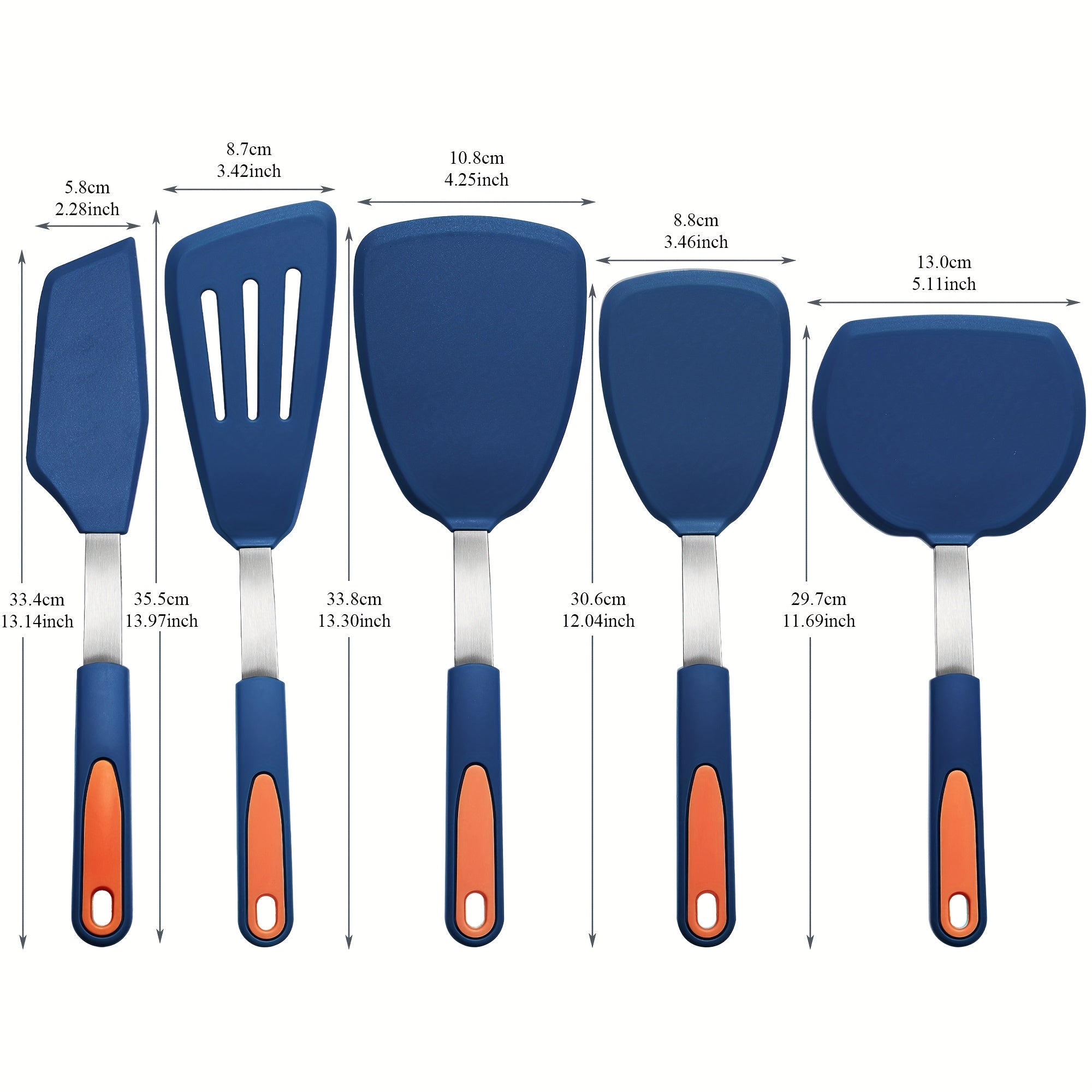Kitchen Essential – 5pcs Silicone Spatula Set, BPA Free Silicone Turners, Heat-Resistant Cooking Utensils, Flip Turner for Fish, Egg, Pancake, Healthy Cooking Tools for Modern US Homes, easy