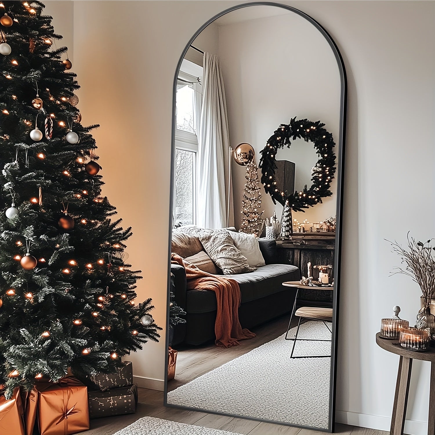 Full Length Mirror – Ladynow Arched Full-Length 58" × 18" Mirror Floor Mirror Freestanding Floor Standing Full Body Rustproof Mirror Stand Wall-Mounted Leaning Design Modern Home Decor Bedro