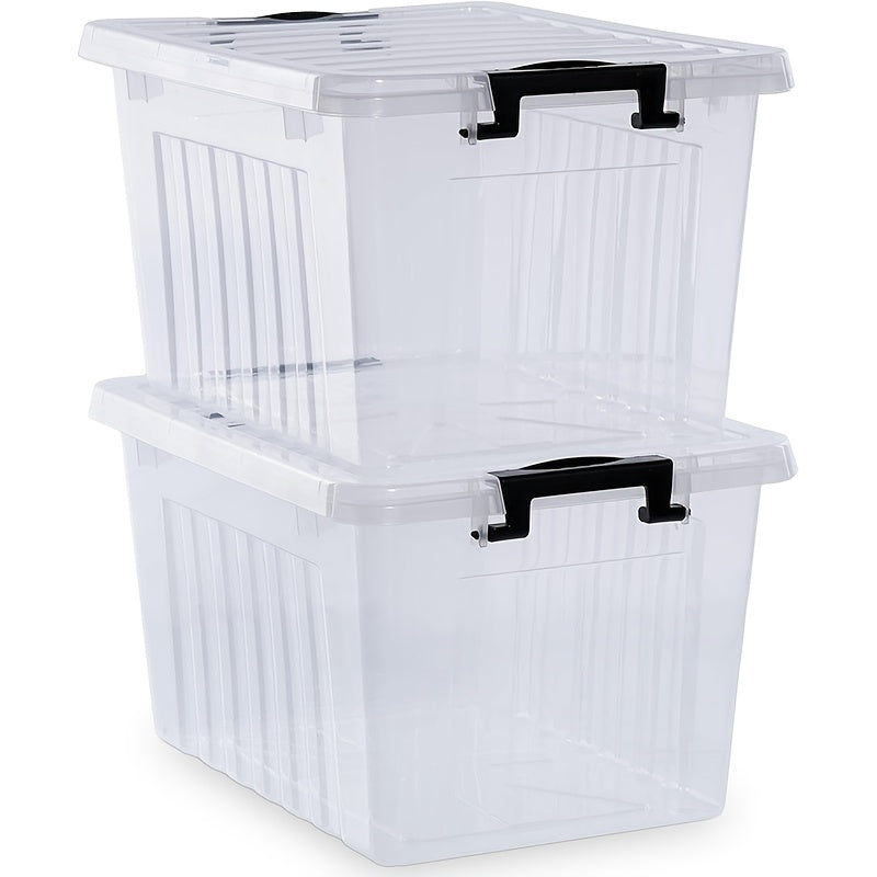 2/4/6pcs, 8/15 Quark Large Plastic Storage Box with Lid | Heavy-duty Bathroom Storage, Pressure-resistant, Sealed Transparent Storage Container with Lid | Essential Storage Item for Home And Dormitory, Suitable for Home/Garage And Other Uses