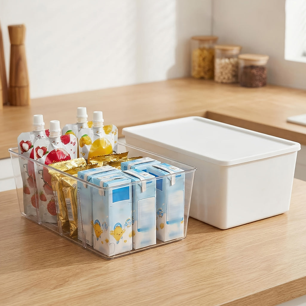 Kitchen Essential – [8 Transparent Storage Bins] Set of 8 Transparent Storage Bins for Organizing Food in The Pantry, Kitchen, Refrigerator, And Cabinets, Featuring 4 Compartments for Packet