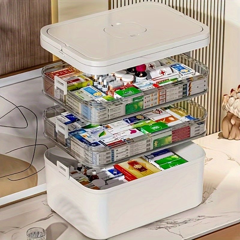 Compact Stackable Home Storage Bins – portable space-saving storage, Home Bathroom Travel Multi-Layer Large Capacity Medicine Storage Box Bathroom Storage with Portable Pill, designed for American homes, daily convenience and practical gifting