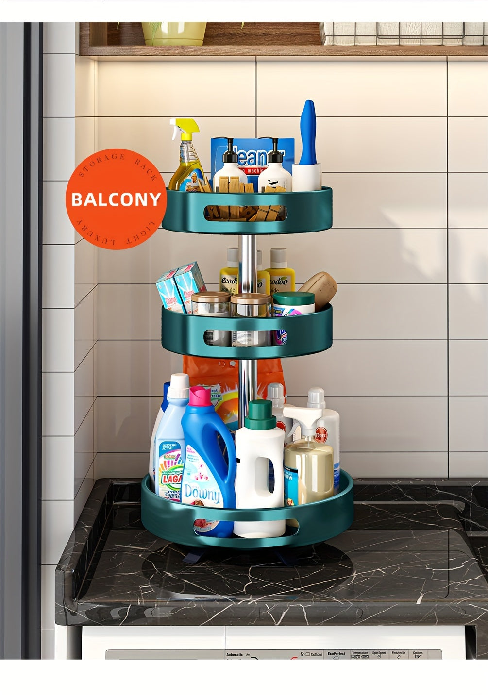 Kitchen Essential – Adjustable 2-tier Kitchen Storage Rack For Spices, Lazy Mechanical Rotating Turntable, Suitable For Various Scenes Such As Kitchen Countertops, Living Room Fruit Storage