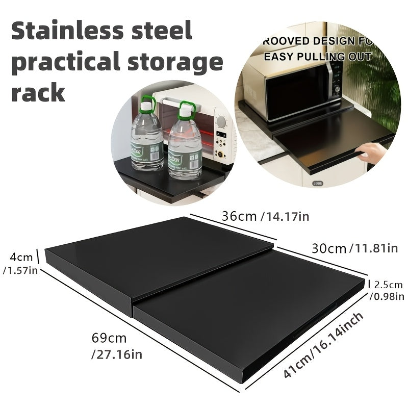 Expandable Pull-Out Countertop Extension Tray, Multi-Purpose Sliding Kitchen Shelf for Toaster Oven, Coffee Machine, Small Appliances, Space-Saving Counter Workstation for Food Prep, Coffee Bar