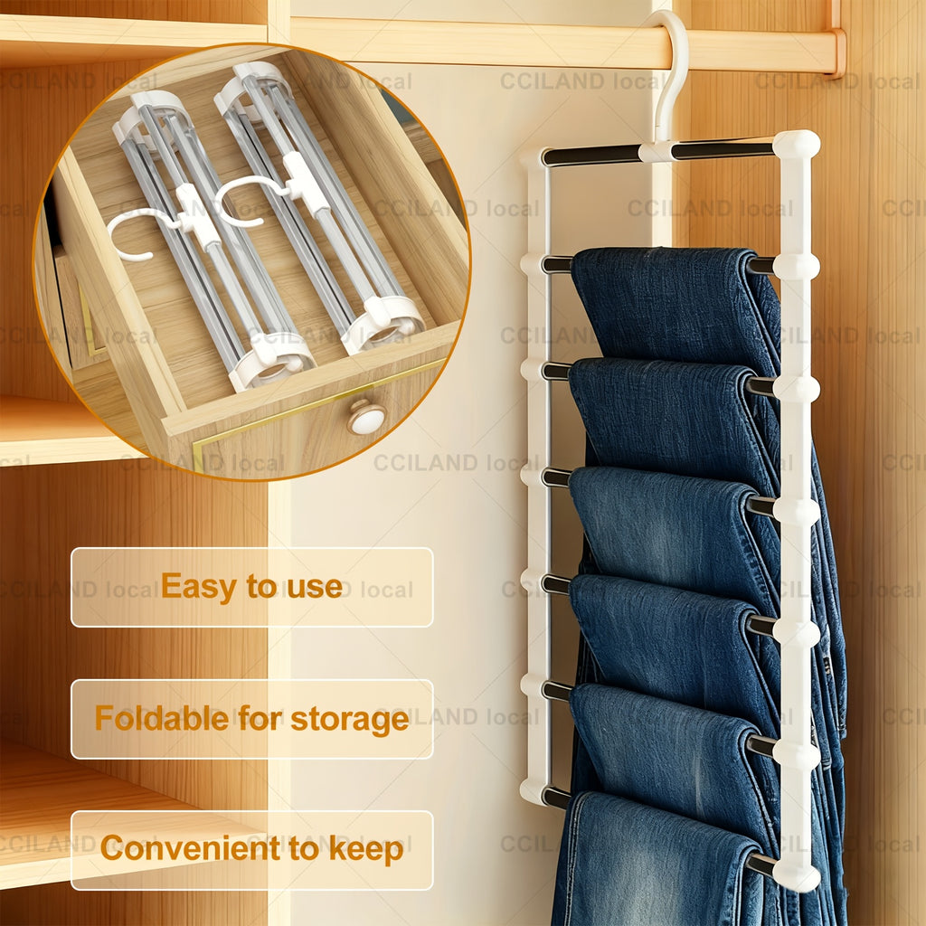 Smart 4/8pcs Home Storage Organizer – space-saving everyday organization, 4 8pcs Multi Layer Stainless Steel Pants Hanger Space Saving Wardrobe Organizer Non Slip, designed for American homes, daily convenience and practical gifting