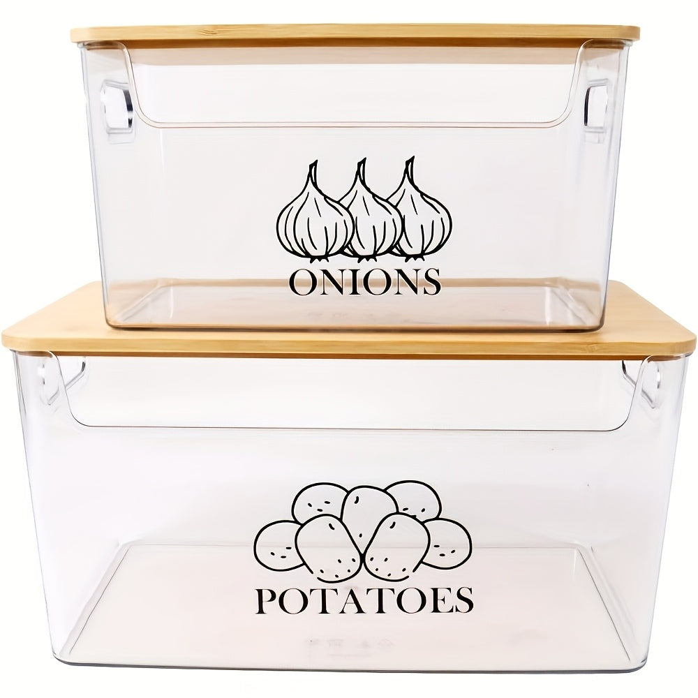 Home Organizer – versatile meal preparation, 2-Set Transparent PE Clear Stackable Potato Onion Stor