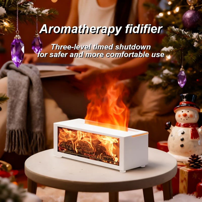 Local Warehouse USB-Powered Simulated Flame Fireplace Humidifier, with Periodic Shut-off Function, Warm Ambient Lighting, and the Ability to Add Aromatic Essential Oils. Suitable for Homes, Schools, Offices, and as a Holiday Gift. An Ideal Choice