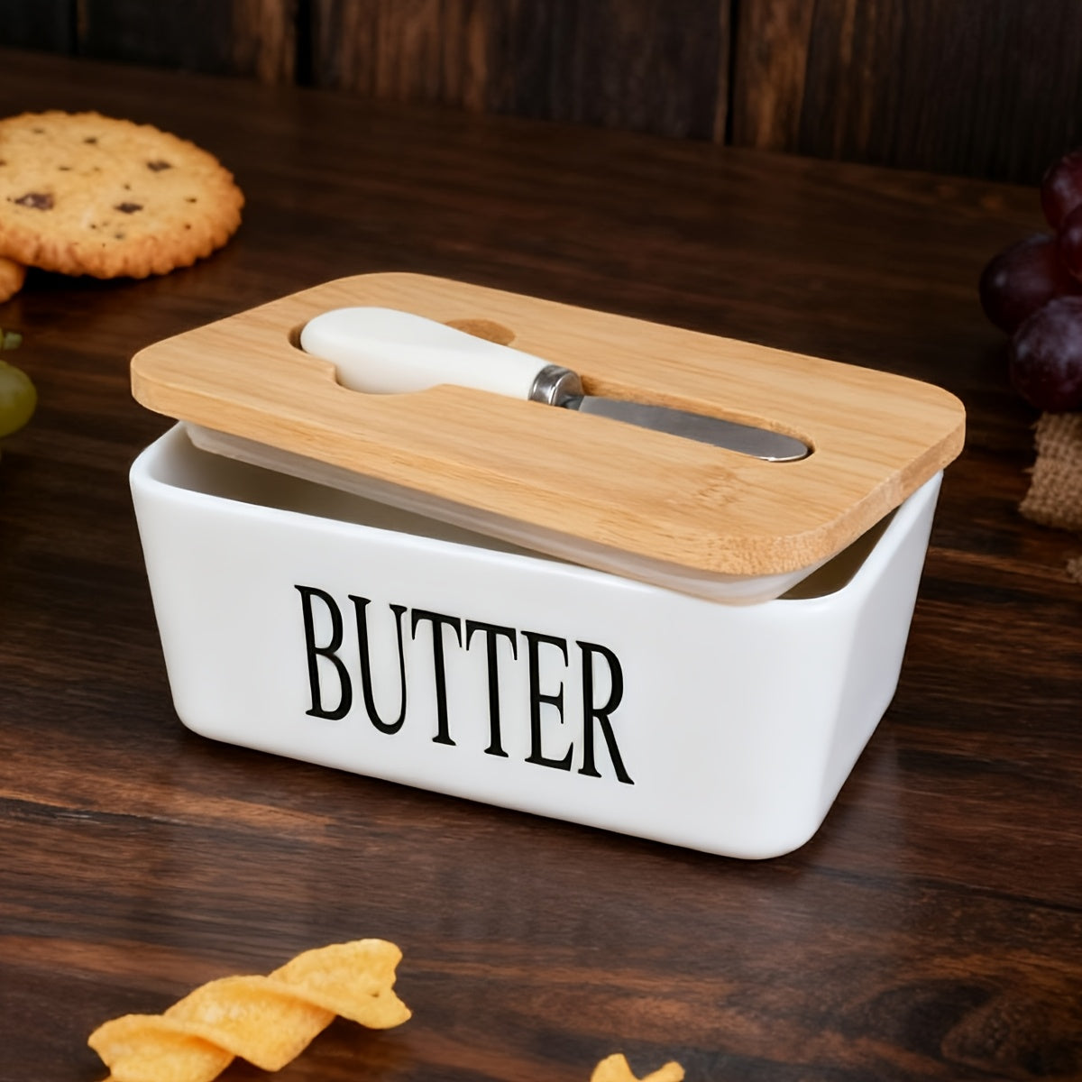 Kitchen Tools – covered refrigerator storage, 1pc Luxury Large Butter Dish with Lid - Ceramic Coun