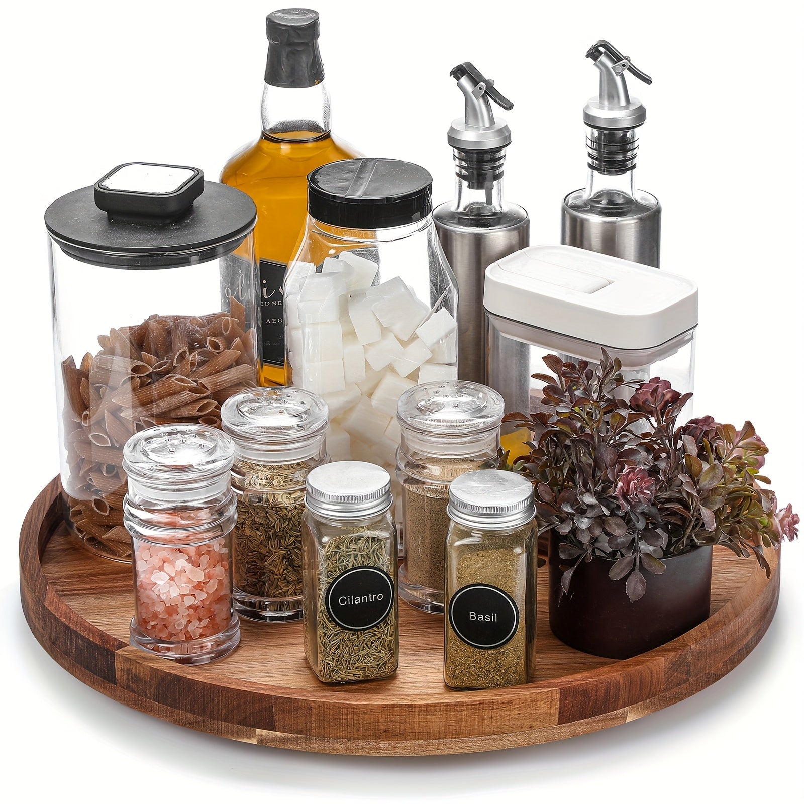 16-Inch Acacia Wood Lazy Susan Organizer, a Wooden Rotating Turntable Designed for Kitchen Organization, Perfect for Dining Tables, Countertops, Kitchen Cabinets, And Pantry Storage