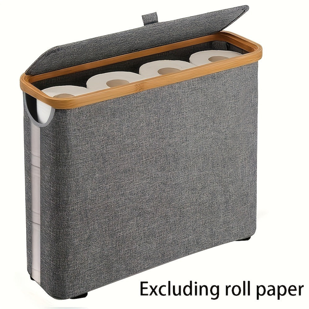 Easy-Access Stackable Home Storage Bins – portable space-saving storage, Bamboo Covered Canvas Tissue Storage Basket Large Capacity Can Hold 9-12 Rolls Dustproof And, designed for American homes, daily convenience and practical gifting