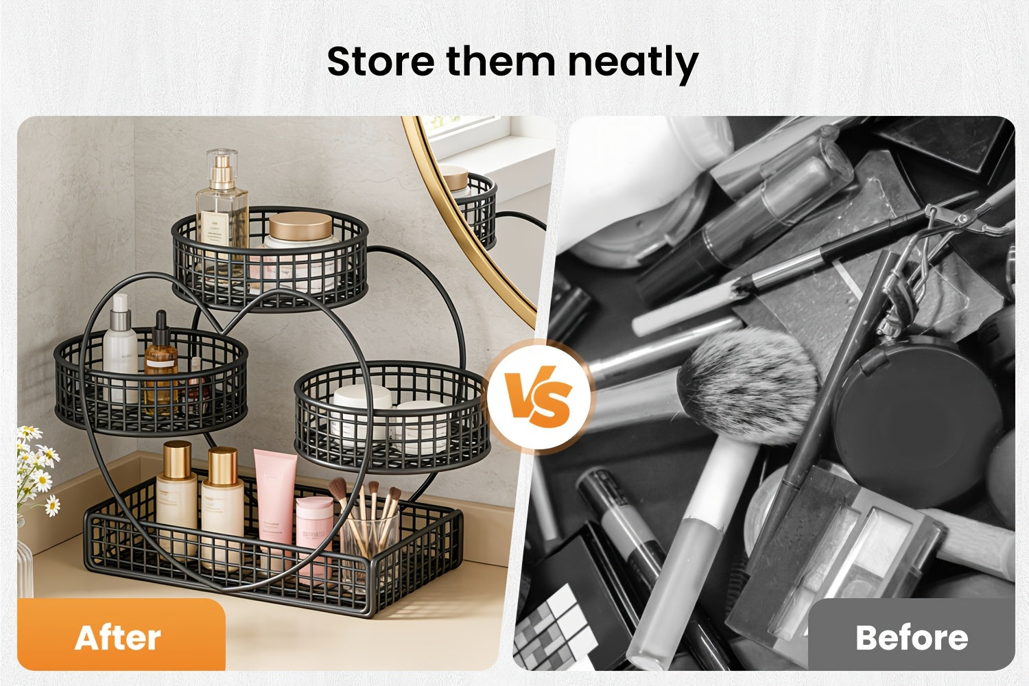 Versatile Home Storage Organizer – space-saving everyday organization, Three-tier Countertop Cosmetic Organizer with 8 Transparent Storage Pouches for Earrings necklaces rings Featuring, designed for American homes, daily convenience and practical gi
