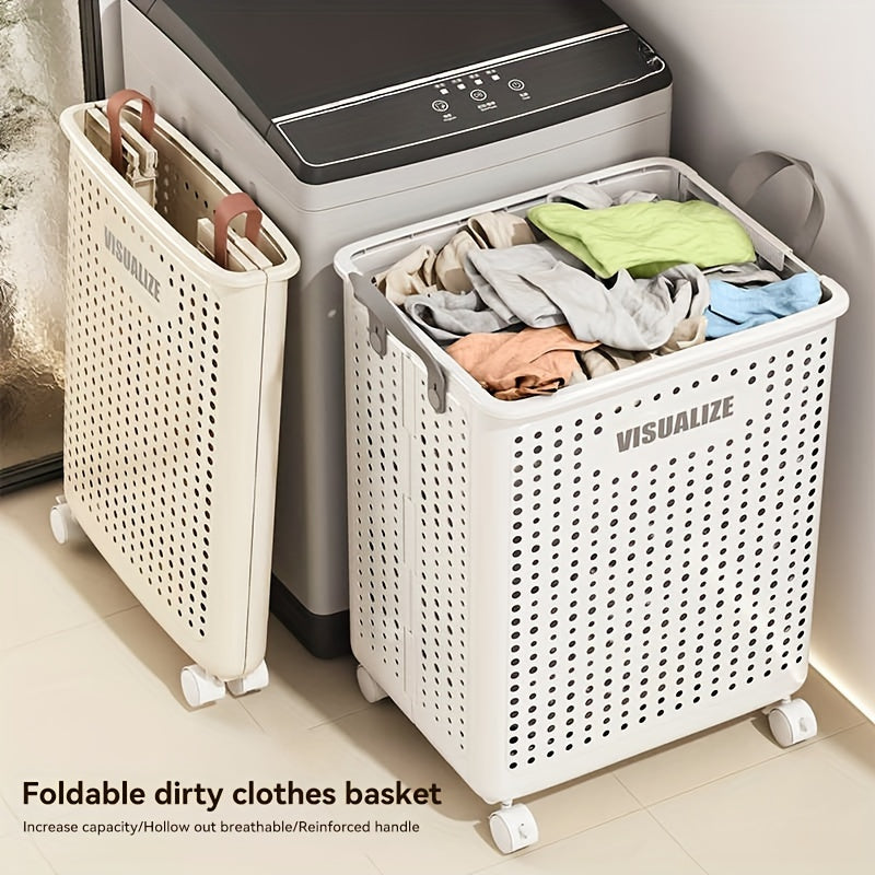 Easy-Access Stackable Home Storage Bins – portable space-saving storage, Extra Large Foldable Laundry Basket With Wheels Breathable Plastic Rolling Laundry Hamper With Faux, designed for American homes, daily convenience and practical gifting