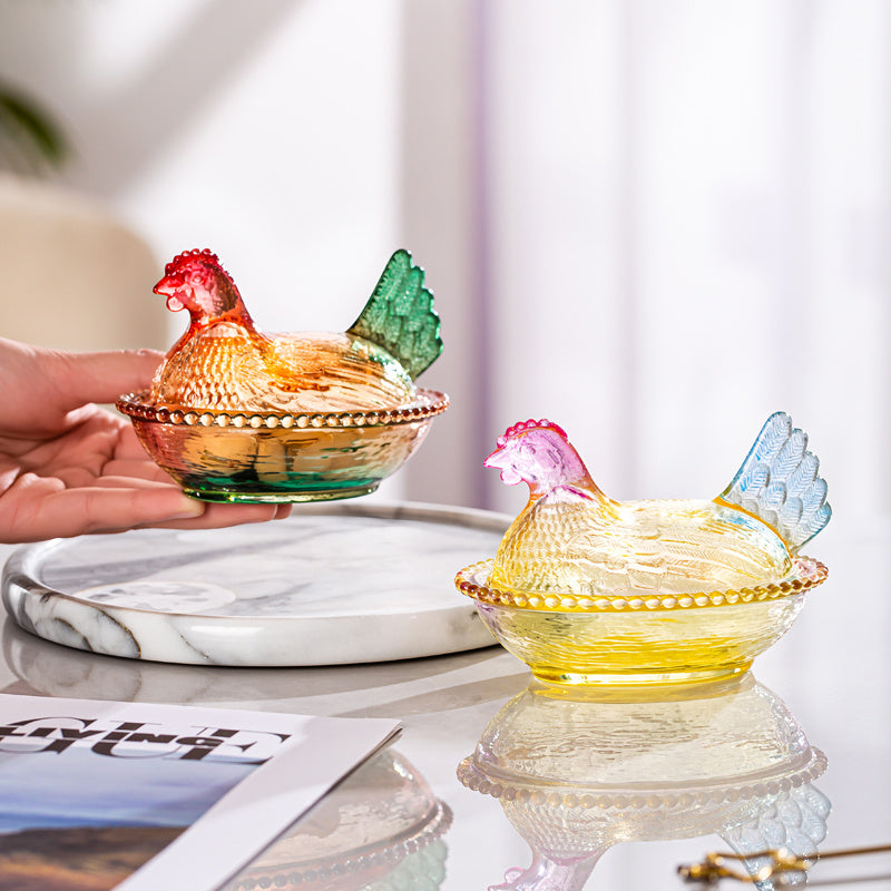 Smart Airtight Storage Jar Set – clear reusable pantry storage, Adorable Candy-Colored Chicken-Shaped Crystal Glass Storage Jar with Lid and Placemats - Perfect Table, designed for American homes, daily convenience and practical gifting