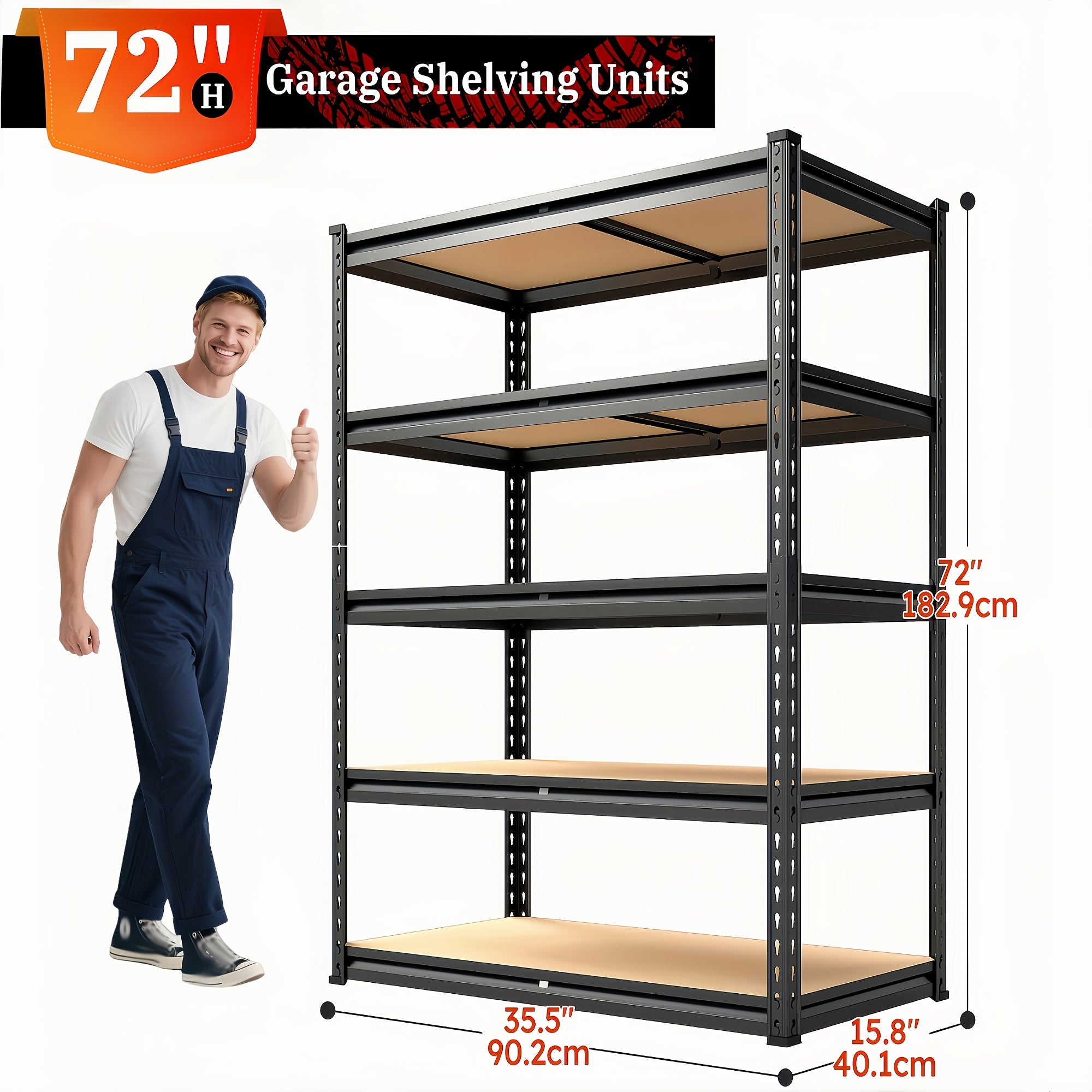 Space-Saving 5 Tier Adjustable Home Storage Rack – durable multi-purpose storage, 2020LBS Storage Shelves 5 Tier 72 H X 35 55 W X 16 DGarage, designed for American homes, daily convenience and practical gifting