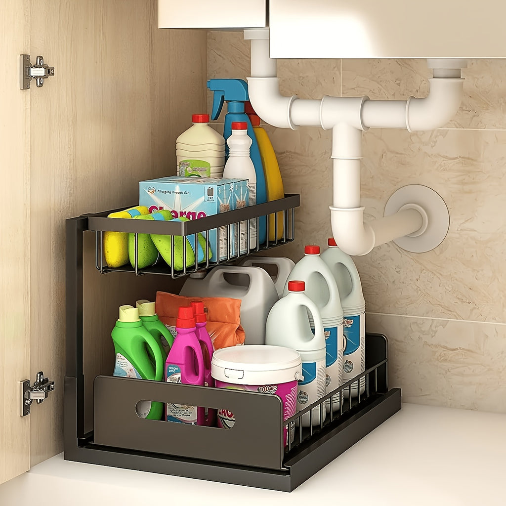 Multi-Purpose 1pc Pull-Out Cabinet Drawer Organizer – smooth-access storage, space-saving cabinet organization, designed for American kitchens, pantries, apartments, home organization, daily use and practical gifting