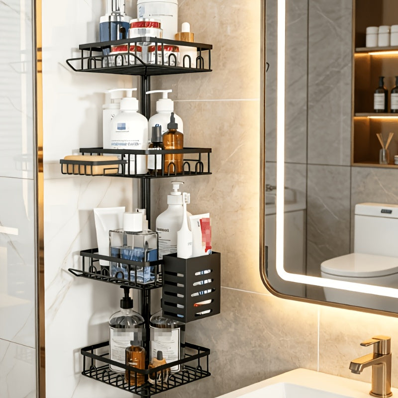 Modern Adjustable Home Storage Rack – durable multi-purpose storage, Corner Shower Caddy Tension Pole Adjustable 42 to 115 Inches 4-Tier Baskets Rustproof Shower, designed for American homes, daily convenience and practical gifting