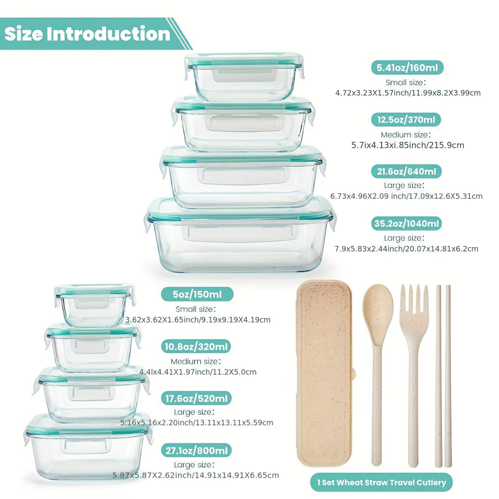 TYKOON 5/9pcs Glass Meal Prep Containers with Upgraded Snap-Lock Lids, 30/36oz Glass Food Storage Containers, 2-Compartment Set, Leak-Proof & Microwave, Oven, and Fridge Safe