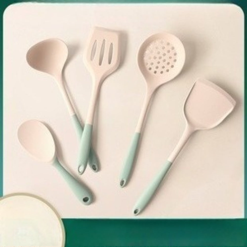 5pcs Silicone Kitchen Utensil Set | Non-Scratch Cooking Spatula and Spoon Set for Nonstick Cookware, Heat Resistant & Dishwasher Safe, Modern Minimalist INS Style Tools for Baking, Frying, Stirring