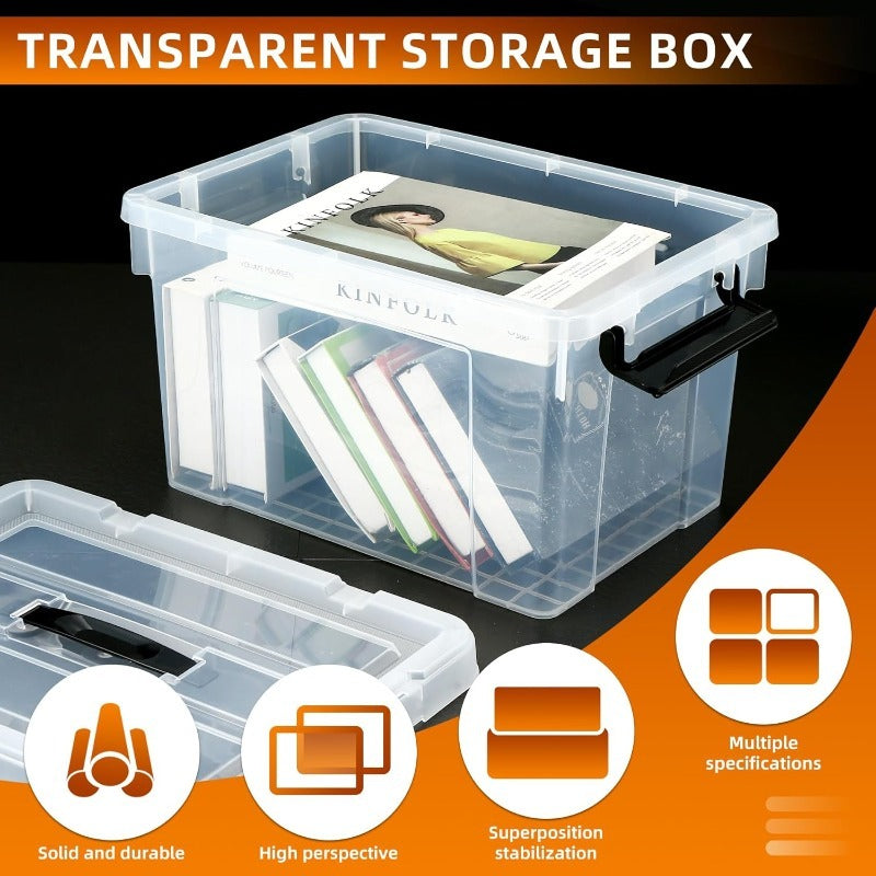 2/4/6pcs, 8/15 Quark Large Plastic Storage Box with Lid | Heavy-duty Bathroom Storage, Pressure-resistant, Sealed Transparent Storage Container with Lid | Essential Storage Item for Home And Dormitory, Suitable for Home/Garage And Other Uses