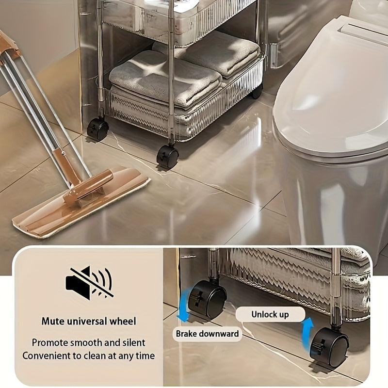 3/4 Tier Rolling Storage Cart with Hanging Storage Boxes, Multifunctional Utility Cart, Acrylic Material & Modern Minimalist Transparent Design, Alloy Frame Handle & 360° Rotating Silent Roller, Snack Cart for Dorm, Bathroom, Bar, Kitchen