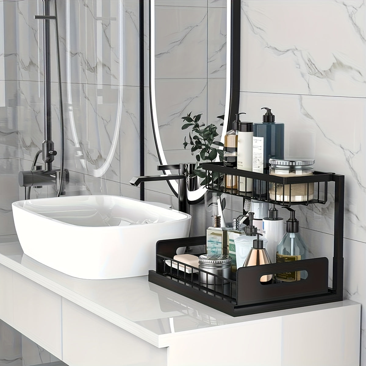 Versatile 2pcs Adjustable Home Storage Rack – durable multi-purpose storage, Under Sink Organizer 2-Tier Under Kitchen Bathroom Sink Organizers and Storage No Drilling Rustproof, designed for American homes, daily convenience and practical gifting