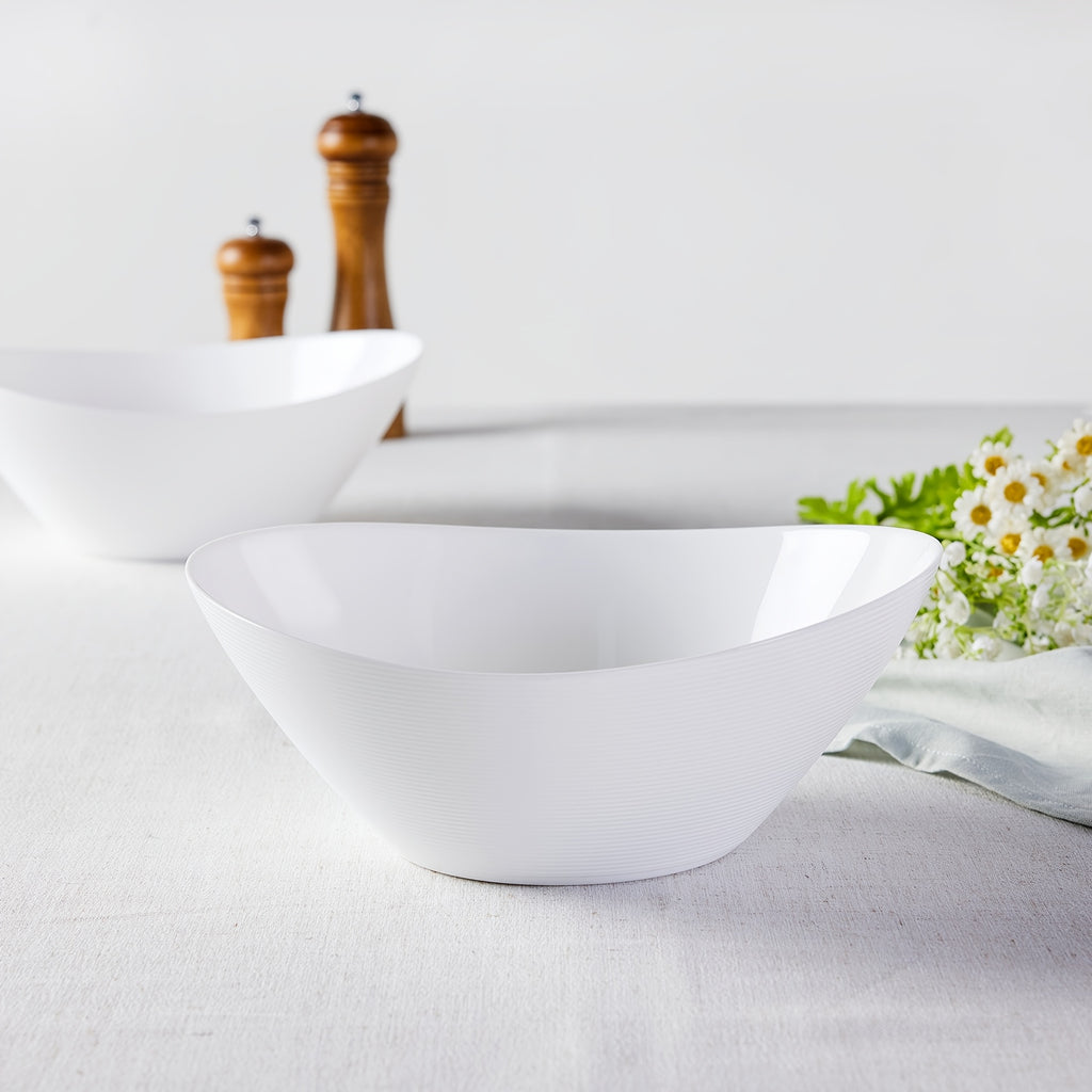 Easy-Access 2pcs Decorative Home Lighting – warm functional room lighting, 2pcs 67oz Lightweight Opal Glass Salad Serving Bowls - 10 Large White Oval Dishes, designed for American homes, daily convenience and practical gifting
