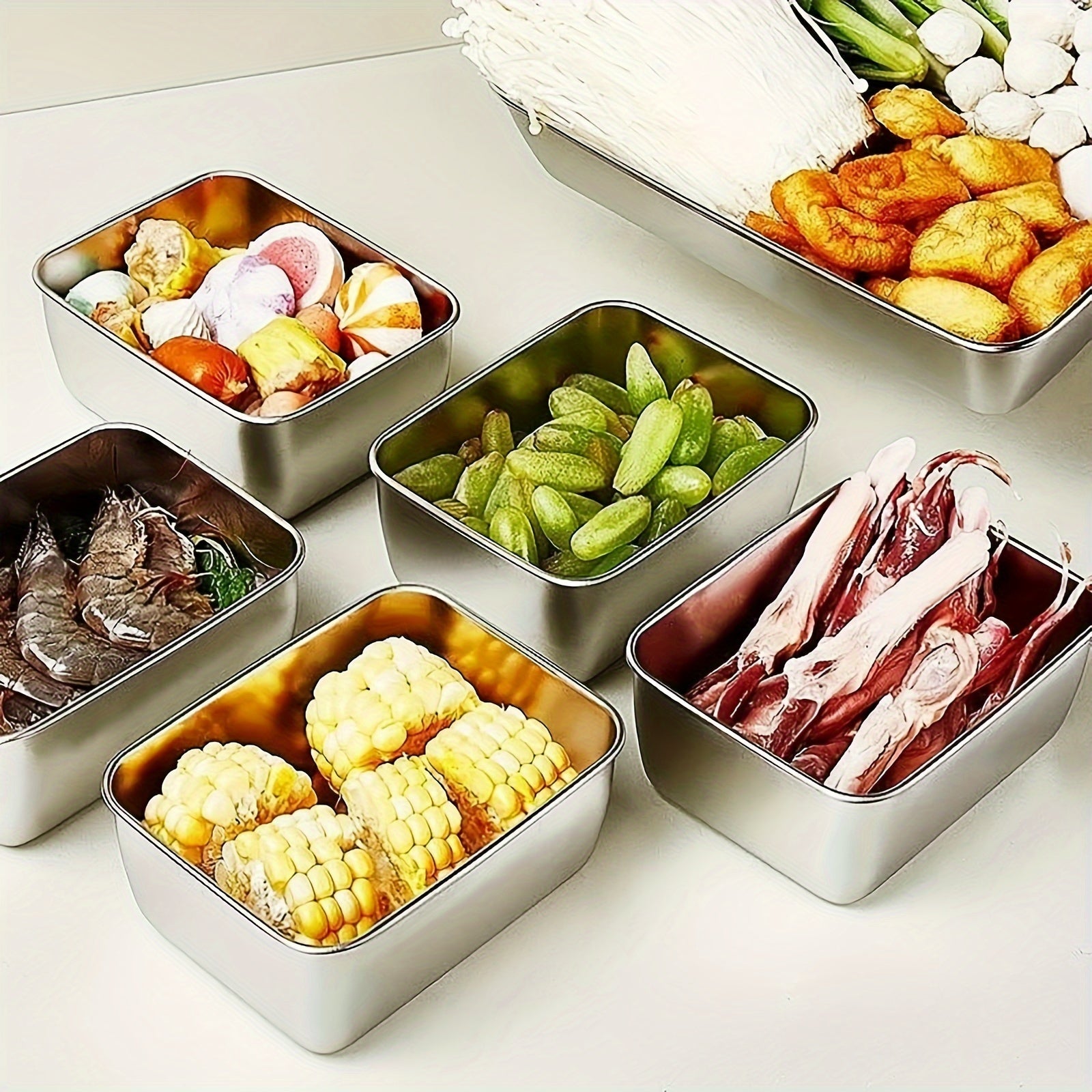 Heavy-Duty 6pcs Refrigerator Storage Organizer – easy-access fridge organization, Food Storage Containers 6pcs Stainless Steel Food Storage Containers Equipped With Compartments For Vegetables, designed for American homes, daily convenience and pract