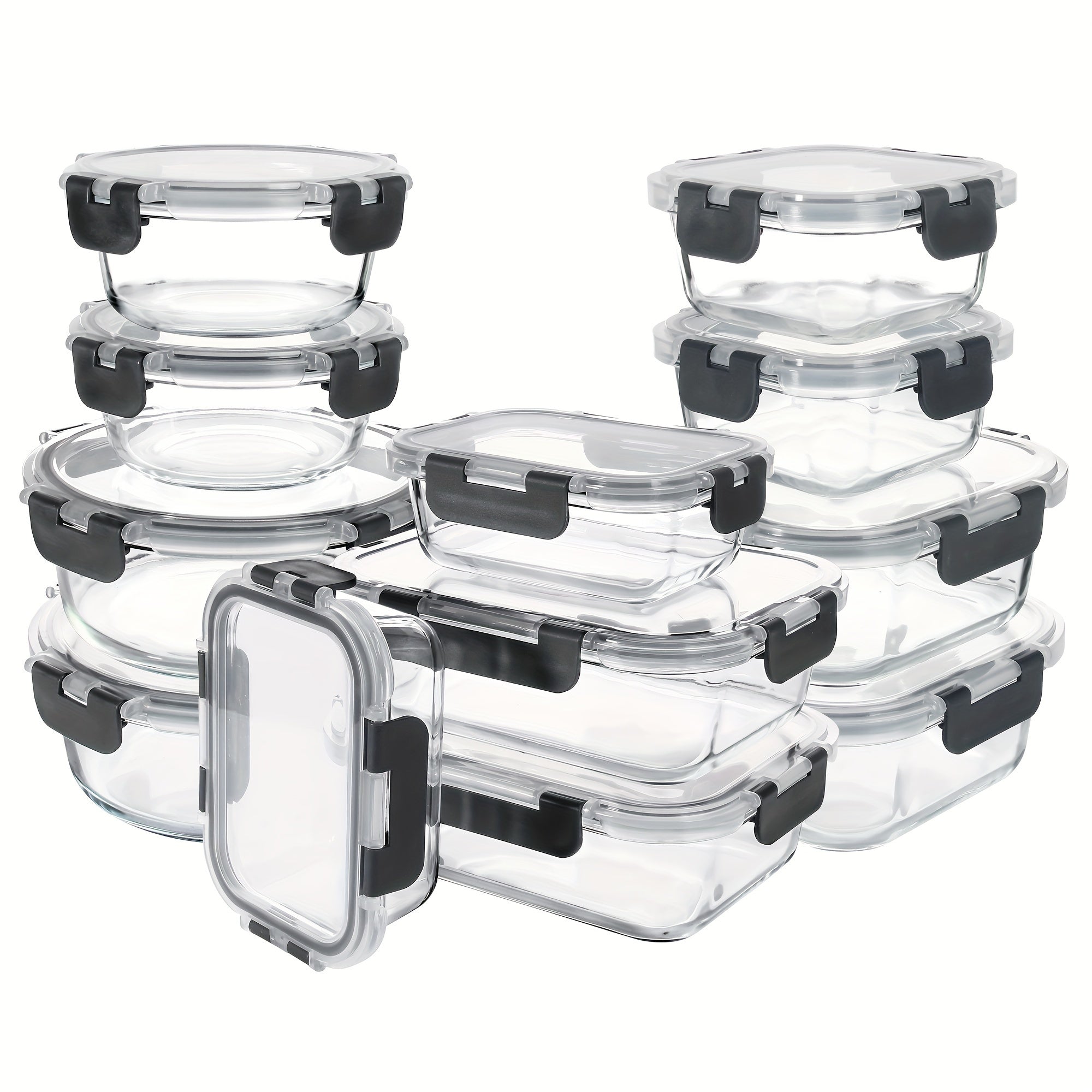 Food Storage Containers – Space-Saving 12 Pack Glass Meal Prep Container Set – leak-resistant reusable meal