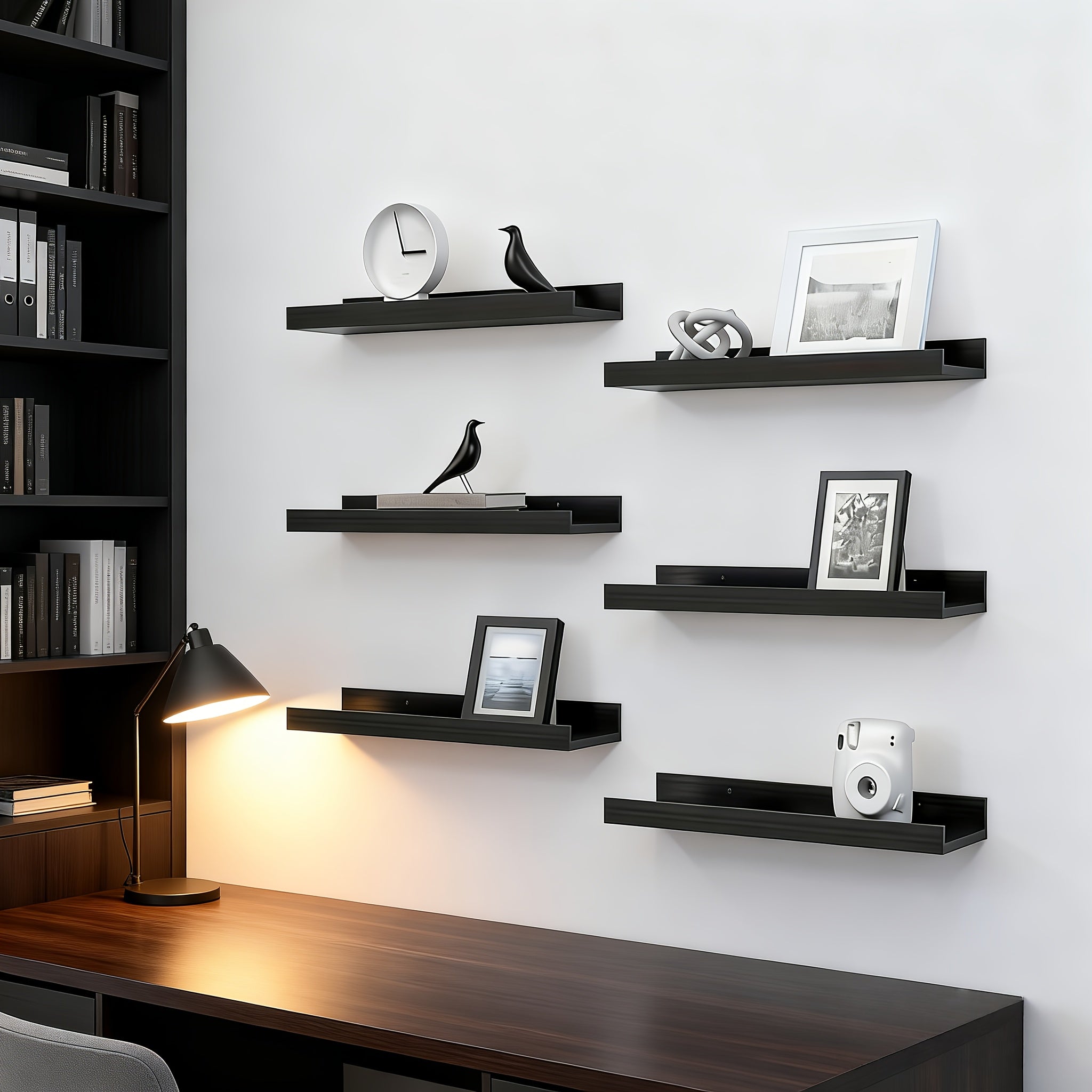 4/6pcs Carbonized Black Floating Shelves, Rustic Wood Shelves, Wall Mounted Shelf for Bathroom Decor, Bedroom, Living Room, Plants, Kitchen, Bathroom, Bathroom, Office, Multi Size The Best Gifts for Father's Day And Independence Day, Floating Shelves