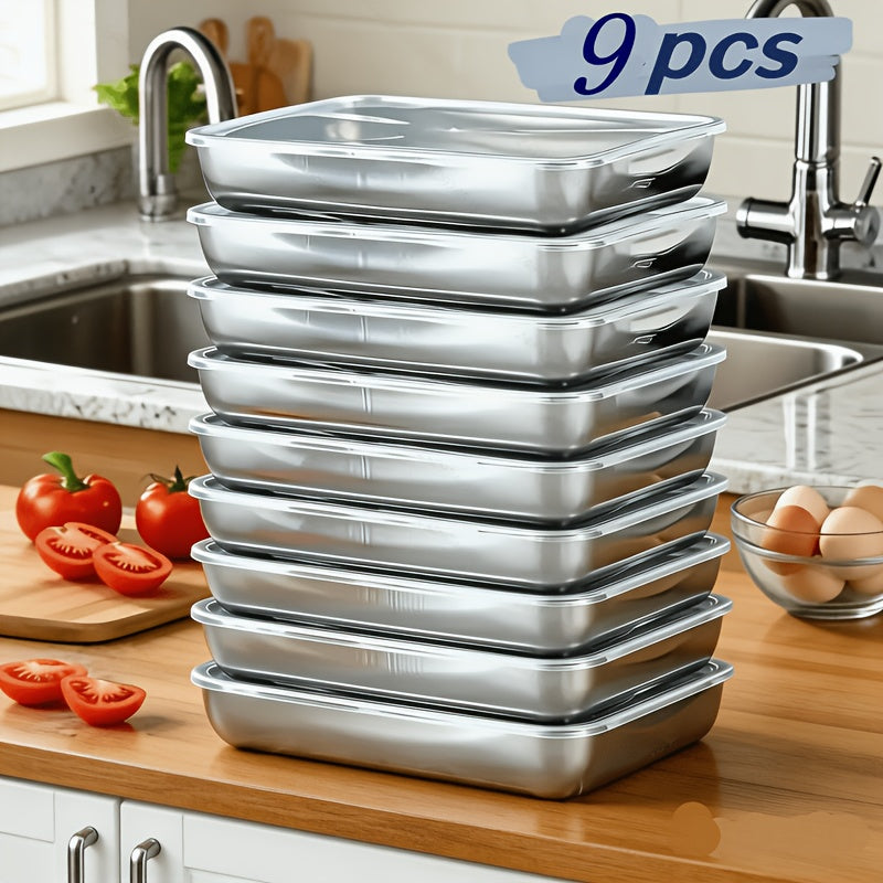 Kitchen Essential – 9/6/3pcs 2026 Stainless Steel Food Storage Container Set - Kitchen Organizer, Meal Prep, Camping And Picnic Essential, Easy-Clean Stackable, Fridge And Freezer Safe, Airt