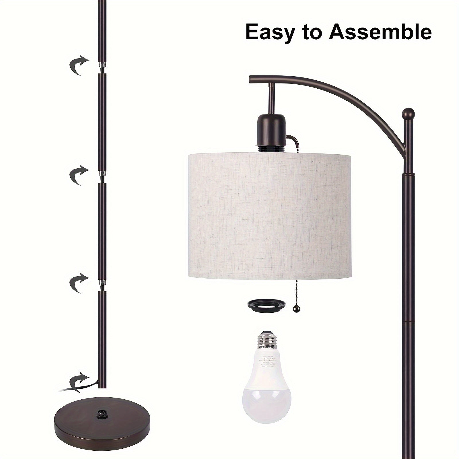 Space-Saving Decorative Home Lighting – warm functional room lighting, Modern Arc Floor Lamp for Living Room Bedroom Office Bright Lighting And Soft White, designed for American homes, daily convenience and practical gifting