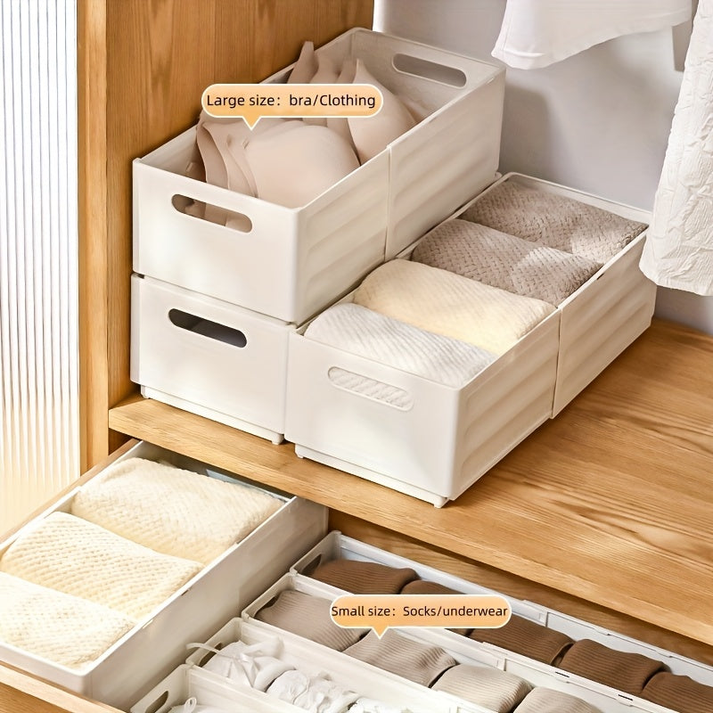Compact 2/3pcs Stackable Storage Drawer – smooth-access cabinet organization, 2 3pcs Expandable White Foldable Stackable Plastic Bin - Adjustable Shelf Baskets Storage Containers, designed for American homes, daily convenience and practical gifting