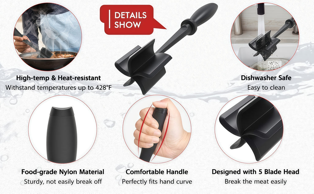 Kitchen Essential – LMMAKE 2pcs Multipurpose Kitchen Chopper Tools: Professional-Grade Heat Resistant Meat Grinder And Vegetable Masher. Perfect for Hamburger Patty Formation, Potato Mashing