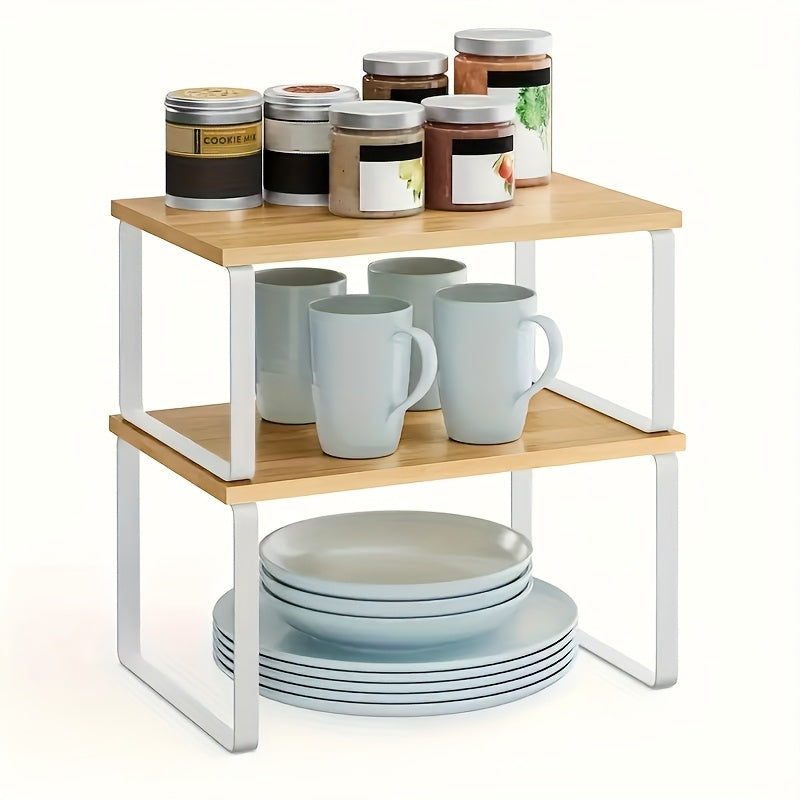 Premium Adjustable Home Storage Rack – durable multi-purpose storage, Set of Two Adjustable And Stackable Shelf Organizers - Versatile Wooden Storage Rack for, designed for American homes, daily convenience and practical gifting