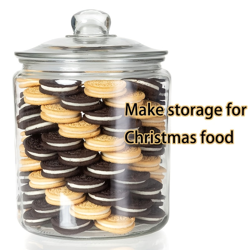 2-Piece Glass Pantry Jar Set with Flip-Top Lid - Reusable Round Container for Cookies, Candy, Pasta - Hand Wash Only