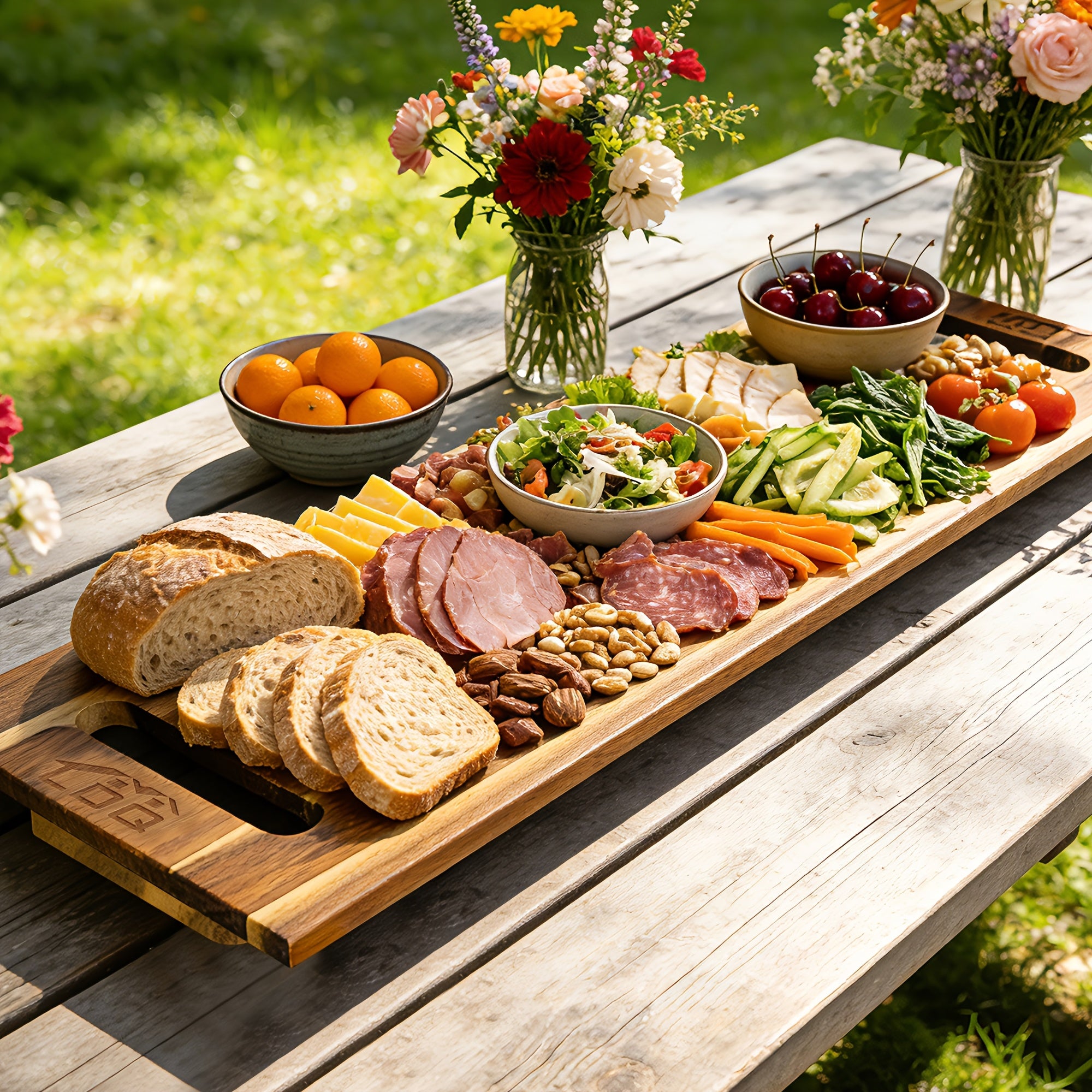 Premium Kitchen Cutting Board – durable food prep and serving, 36X12 Inch Extra Large Acacia Wood Charcuterie Board Cutting Board with Handles 3Ft Rectangular, designed for American homes, daily convenience and practical gifting