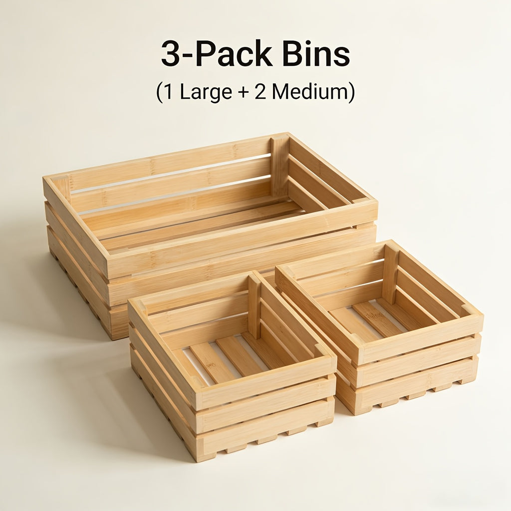 Space-Saving Adjustable Home Storage Rack – durable multi-purpose storage, Bamboo Storage Bins Set Multi-Size Kitchen Pantry Organizer Multi-Functional Storage Boxes for Home Organization, designed for American homes, daily convenience and practical